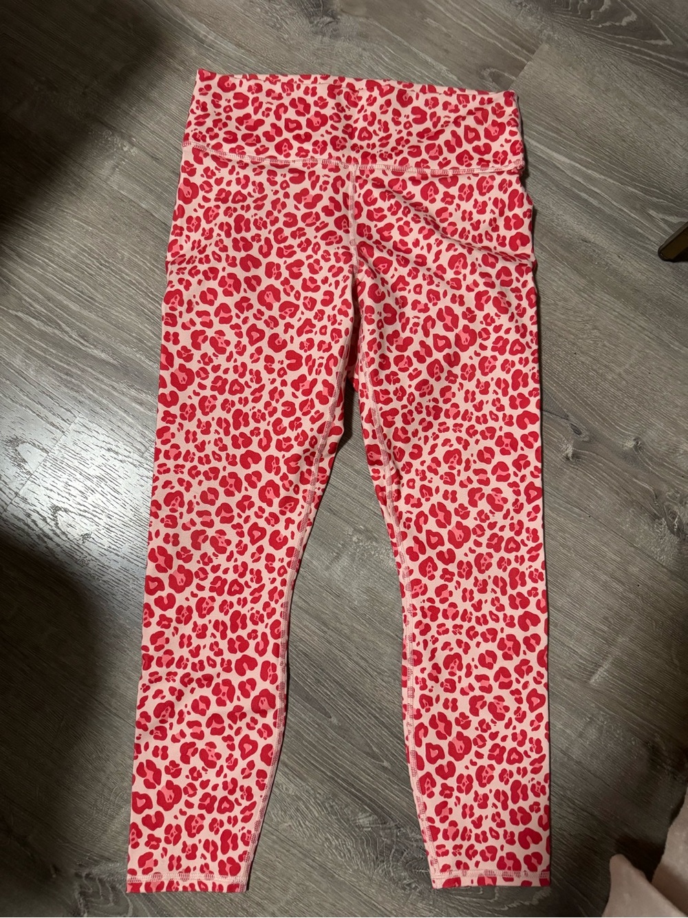 Fabletics Pink and Red Leopard-Print High-Rise Leggings